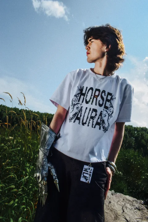 HORSE AURA T-shirt front print detail