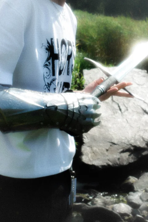 Close detail of the HORSE AURA T-shirt artwork print